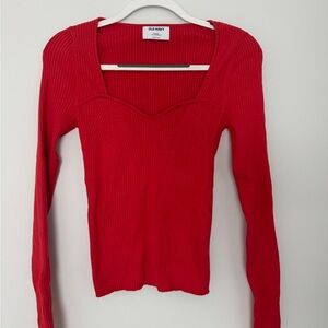 Old Navy Red Ribbed Sweater
